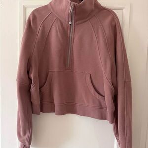 lululemon athletica cropped half-zip pullover in dusty rose mauve